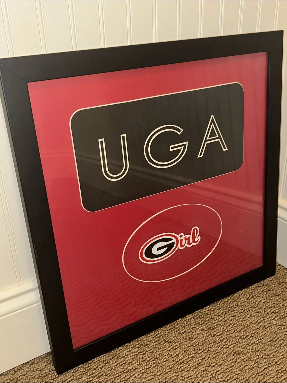 18” UGA girl framed wall art  university of Georgia